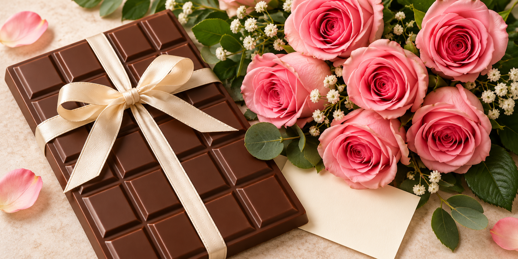 Chocolate gift with flowers