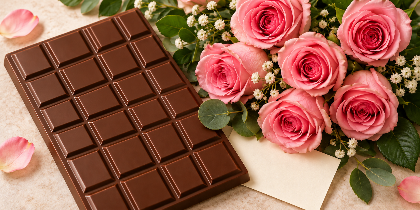 Chocolate gift with flowers