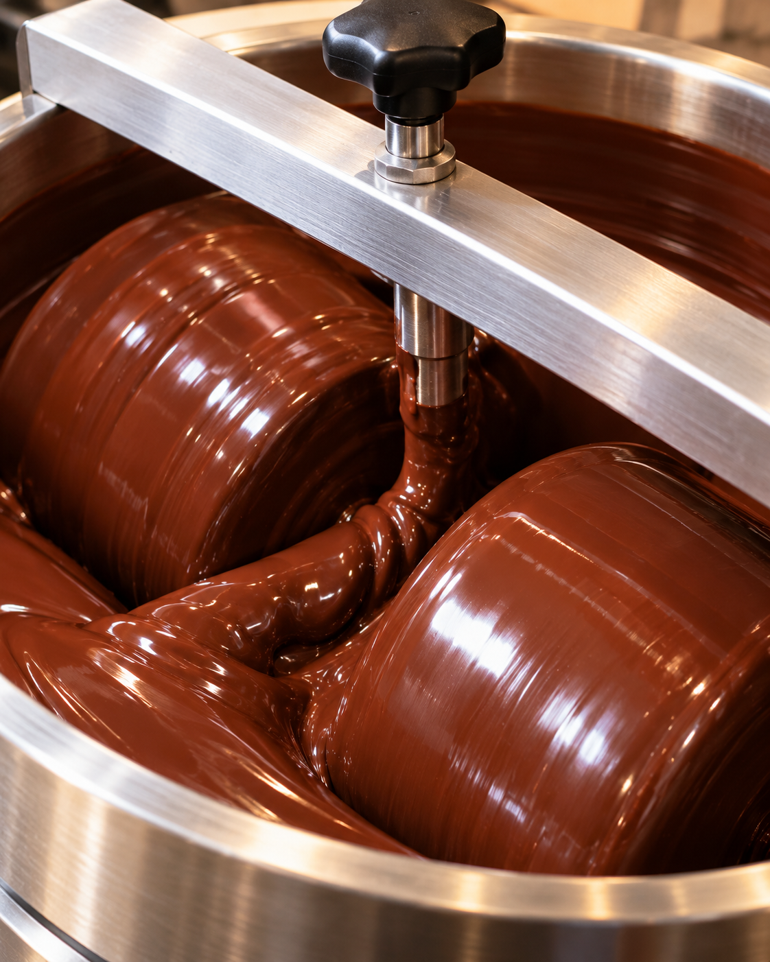 Chocolate running through a melanger